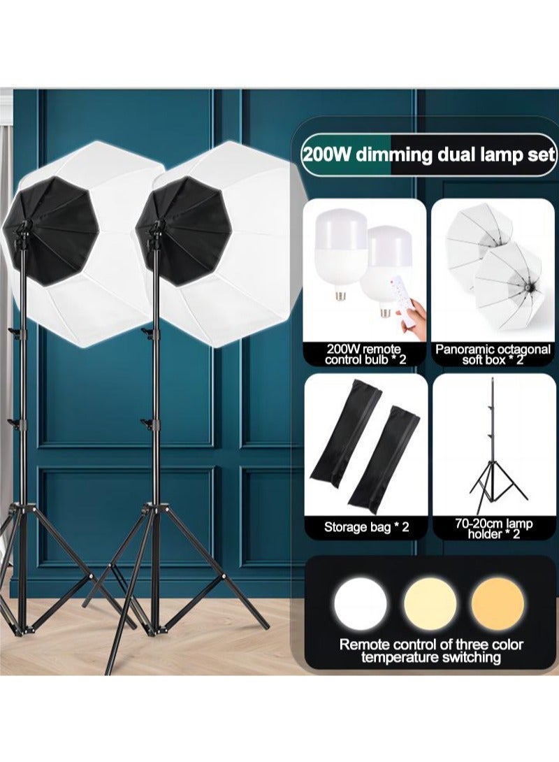 Glanfen Photography Soft Box Lighting Kit with 2 Pcs 200W 3 Colors Bulbs Soft Boxes and Carry Bag for Portrait Product Shooting - Image 2